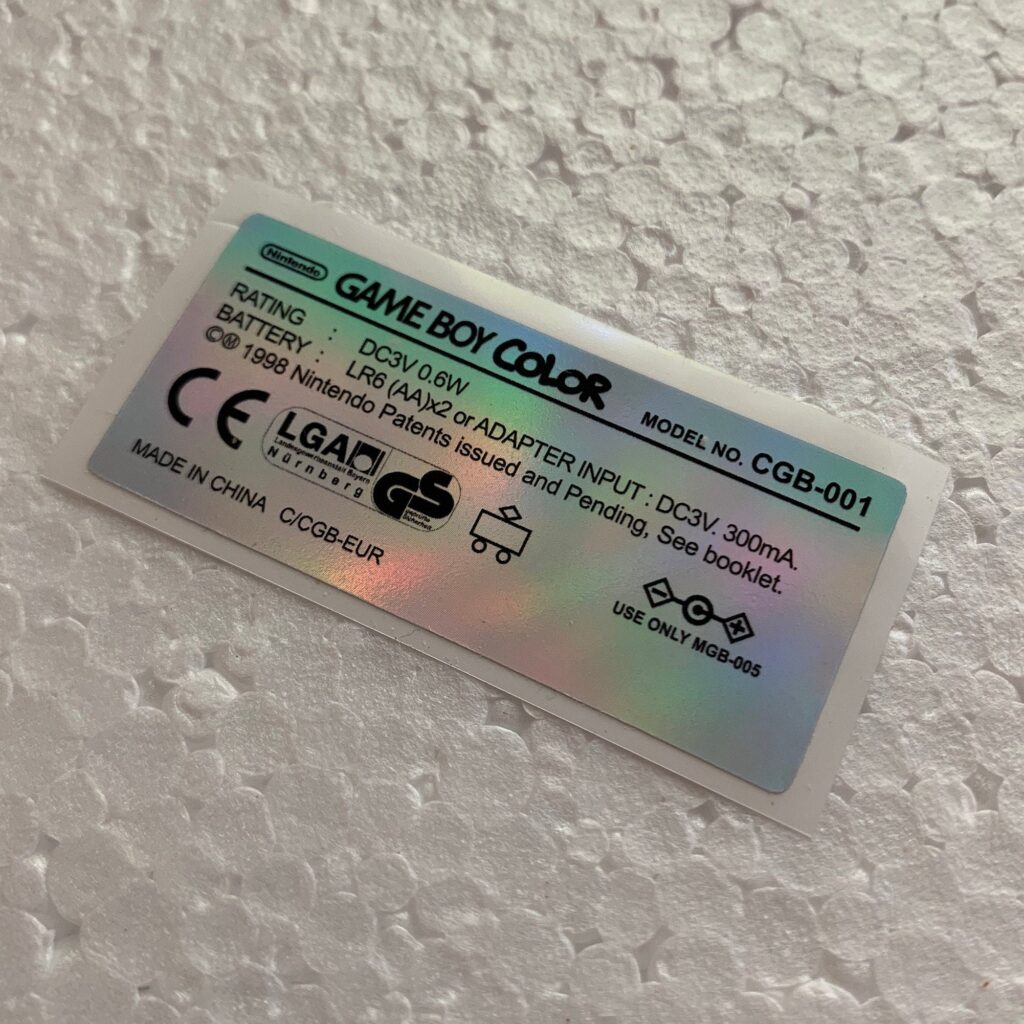Gameboy Color Original Style Custom Rear Sticker / Label - Full ...
