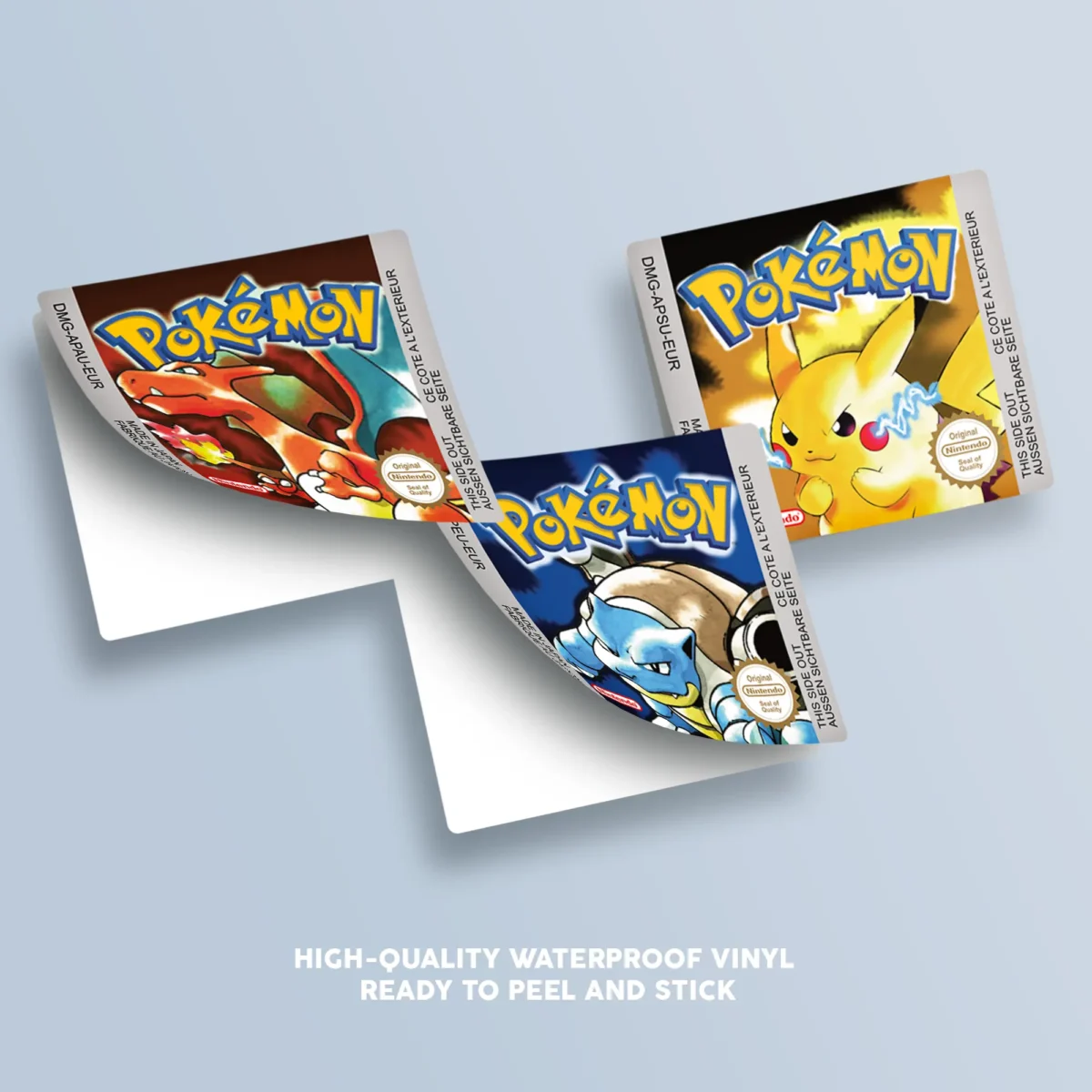 Pikachu Gameboy Color Rear Sticker Pokemon Yellow, Red, Blue Replacement Stickers set of 3 for Gameboy ...